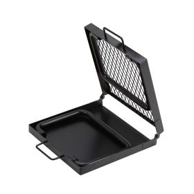 Folding Campfire Grill, Heavy Duty Steel Mesh Grate, 22.4" Portable Camping Grates Over Fire Pit, Camp Fire Cooking Equipment with Legs Carrying Bag