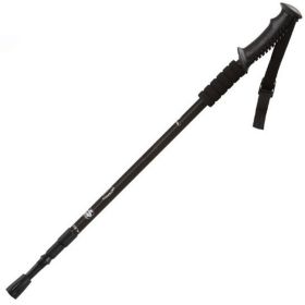 Three-section Straight Handle Retractable Trekking Poles (Color: black, Type: Walking Sticks)