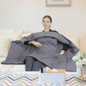 USB Heated Blanket Electric Heated Poncho Shawl Wrap Throw with Zipper Arm Holes Pocket 3 Heating Levels 6 Zones Dual Switch 5V/2A Machine Washable fo (Color: grey, size: 155x130x1cm/61.02x51.18x0.39in)